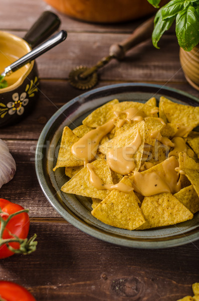 Nachos ev yapımı peynir hızlı lezzetli Stok fotoğraf © Peteer