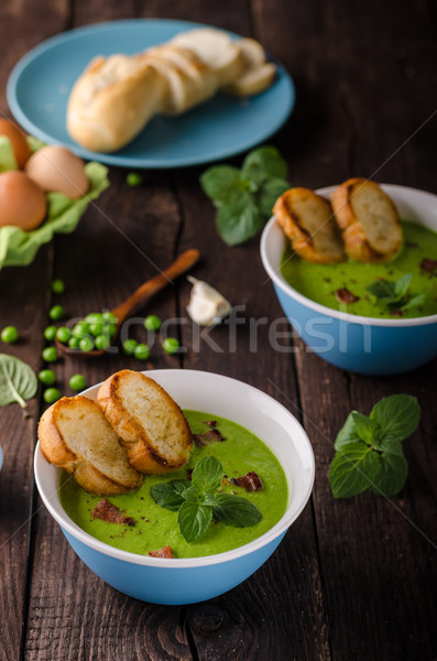 Sopa fresco ervas bacon comida fotografia Foto stock © Peteer