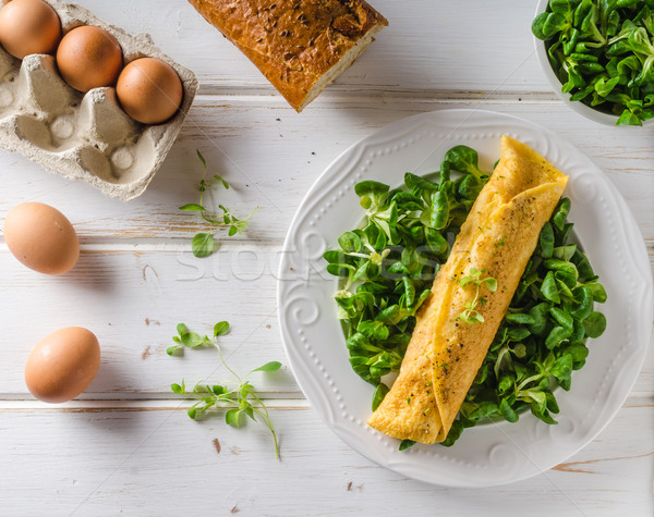 True French omelette with salad Stock photo © Peteer
