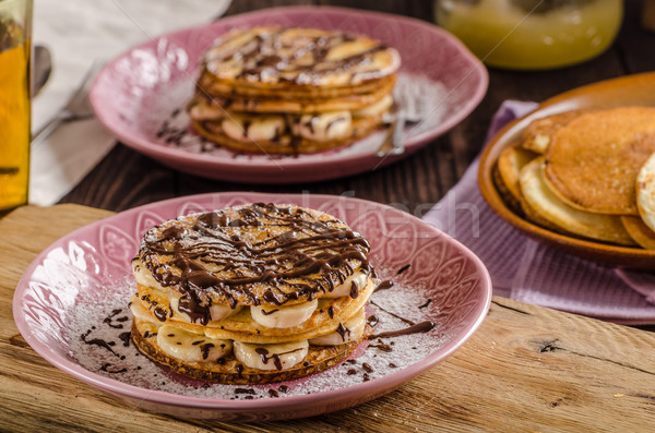 Chocolate banana panquecas comida fotografia Foto stock © Peteer