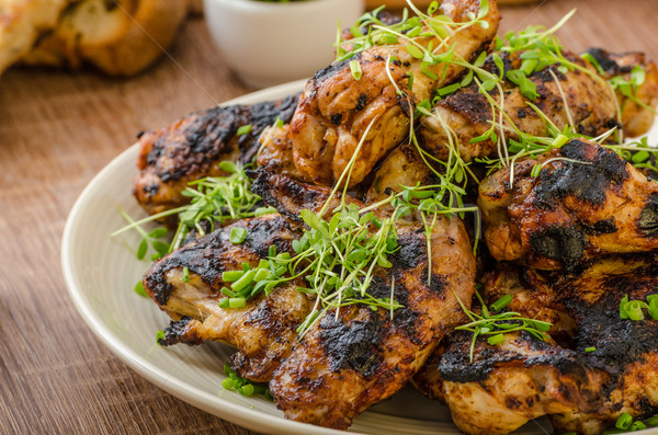 Grilled teriyaki chicken wings Stock photo © Peteer