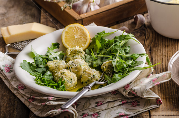 Stock photo: Ricotta dumplings with spinach