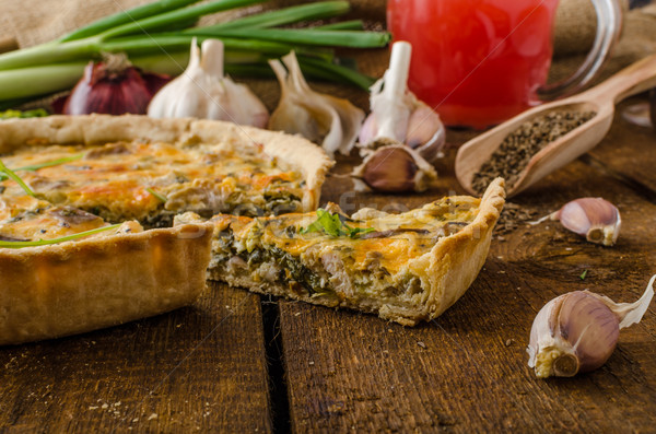 Cheese Quiche with chicken, arugula and mushrooms Stock photo © Peteer