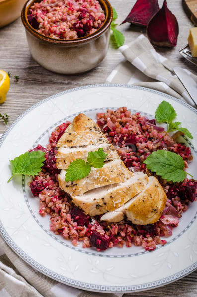 Chicken steak with buckwheat porridge Stock photo © Peteer