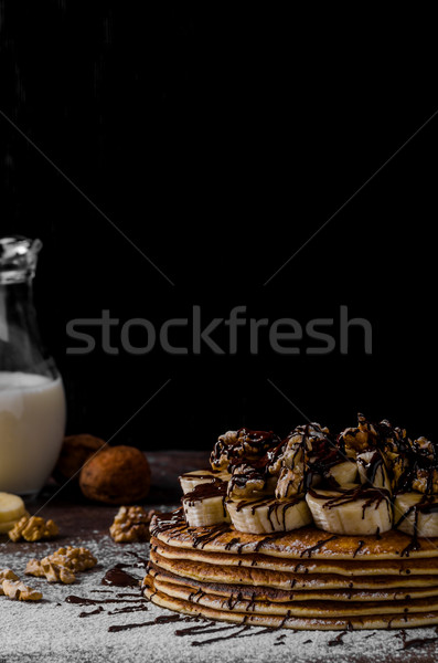 Rustic pancakes with banana Stock photo © Peteer