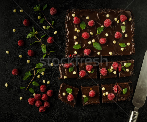 Chocolate menta frambuesa blanco café torta Foto stock © Peteer