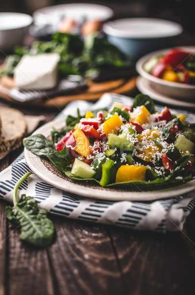 Mixed salad, vegetable salad Stock photo © Peteer