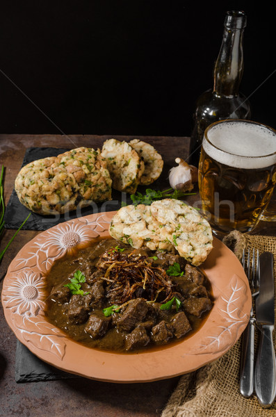 Beef goulash with dumplings Stock photo © Peteer