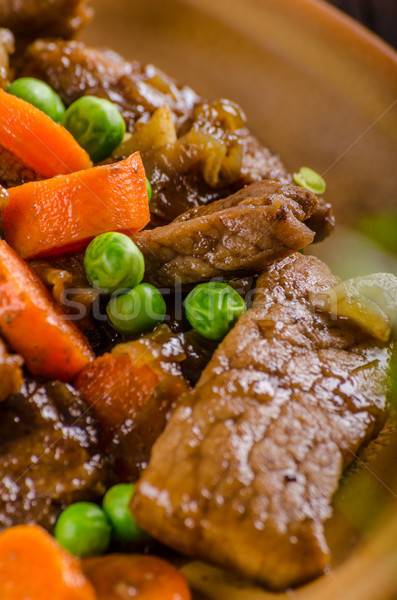 Schweinefleisch Gemüse Soja Knoblauch Sauce Essen Stock foto © Peteer