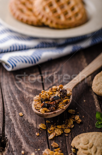 Vanille Pudding hausgemachte Müsli einfache Dessert Stock foto © Peteer