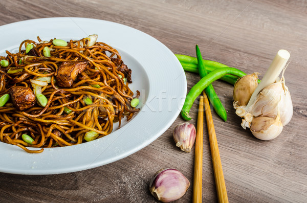 Crisp noodles with soy souce Stock photo © Peteer