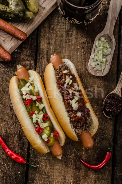 Chilli and vegetarian hot dog Stock photo © Peteer