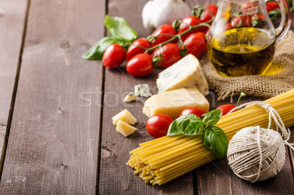 Still life photo, background with pasta and cheese Stock photo © Peteer