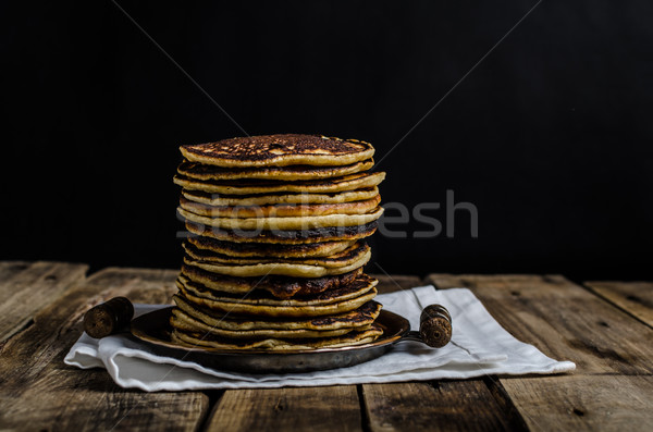 Groot eigengemaakt pannenkoeken zwarte plaats reclame Stockfoto © Peteer