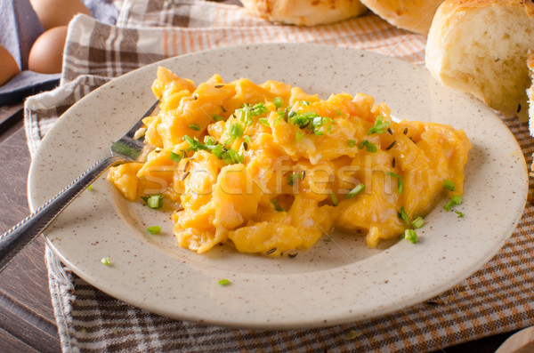 Stock photo: Scrambled eggs with buns