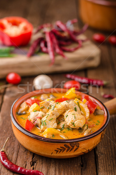 Chicken curry vegetable delish food Stock photo © Peteer