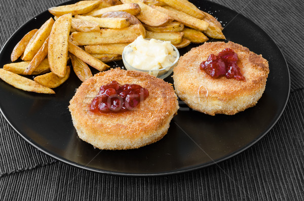 Fried cheese with home made french fries Stock photo © Peteer