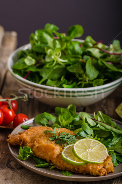 Stockfoto: Weinig · salade · kalk · mooie · kerstomaatjes