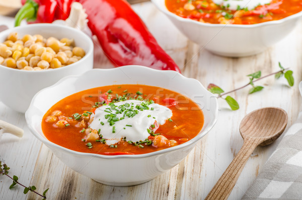 Chickpea soup with pepper Stock photo © Peteer