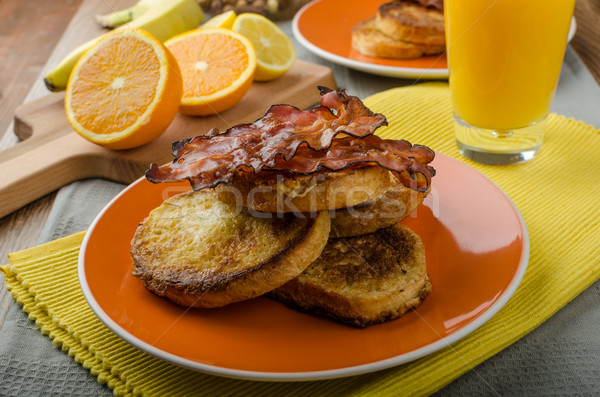 French toast with bacon and fresh juice Stock photo © Peteer