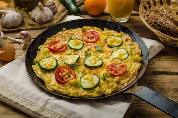 Stockfoto: Plantaardige · tomaten · komkommer · voedsel · hout