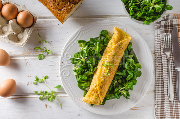 True French omelette with salad Stock photo © Peteer