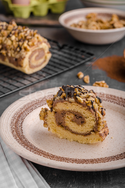 Chocolate creamy roulade Stock photo © Peteer