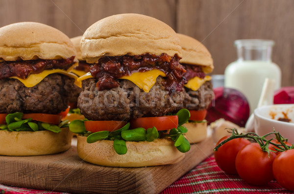 Beef Sliders with homemade barbecue sauce Stock photo © Peteer