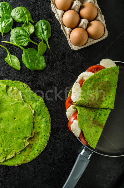 Stock photo: Homemade spinach crepes