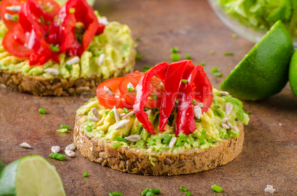 Bio avocado burro pane pane di frumento semi Foto d'archivio © Peteer