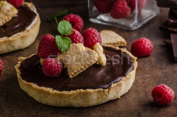 Chocolate tartalets with nuts Stock photo © Peteer