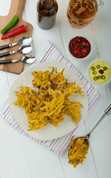 Onion bhajis, czech beer Stock photo © Peteer