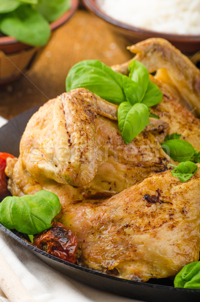 Poulet tomates basilic fer pan [[stock_photo]] © Peteer