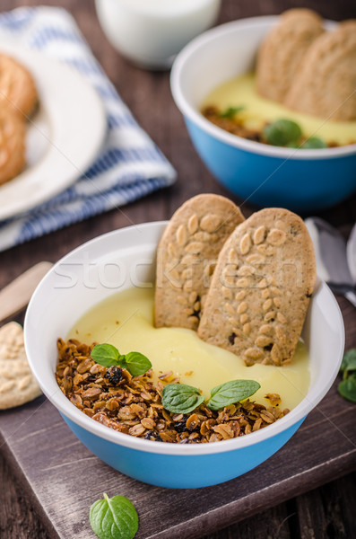 Vanilya puding ev yapımı granola basit tatlı Stok fotoğraf © Peteer