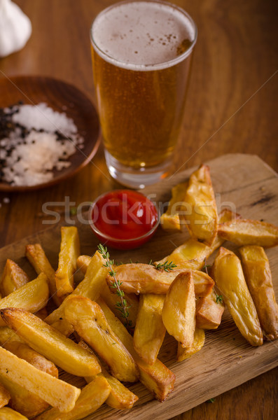 Homemade french fries with organic ketchup Stock photo © Peteer