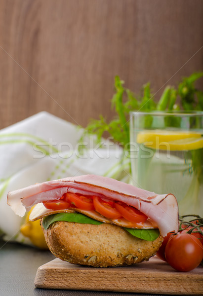 Wholemeal roll with prague ham Stock photo © Peteer