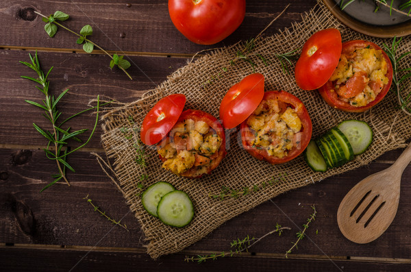 Stock photo: Grilled tomatoes stuffed