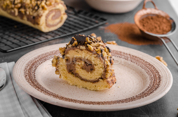 Chocolate creamy roulade Stock photo © Peteer