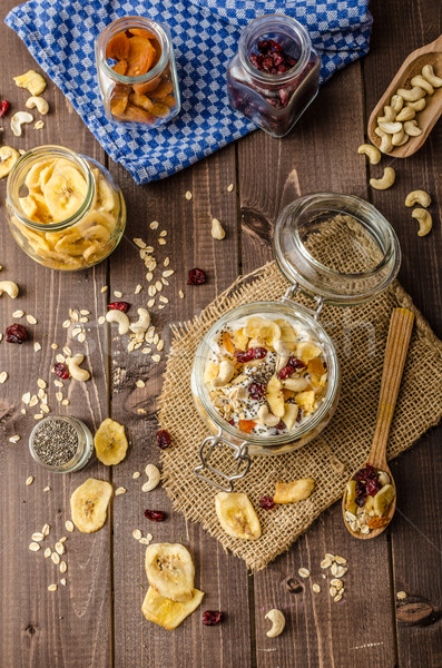 Homemade yogurt with granola, dried fruit and nuts bio Stock photo © Peteer
