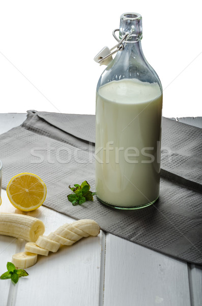 Házi tej organikus farmok szép fa asztal Stock fotó © Peteer