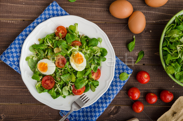 Sla salade eieren tomaten honing mosterd Stockfoto © Peteer