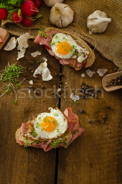 Foto stock: Ahumado · jamón · sándwich · rústico · pan