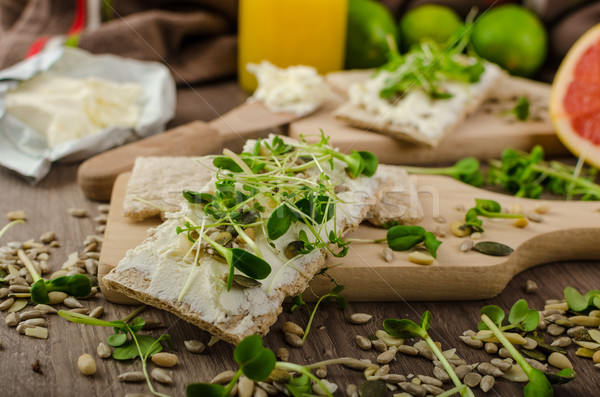Stock photo: Healthy breakfast, Crispbread with organic cream cheese