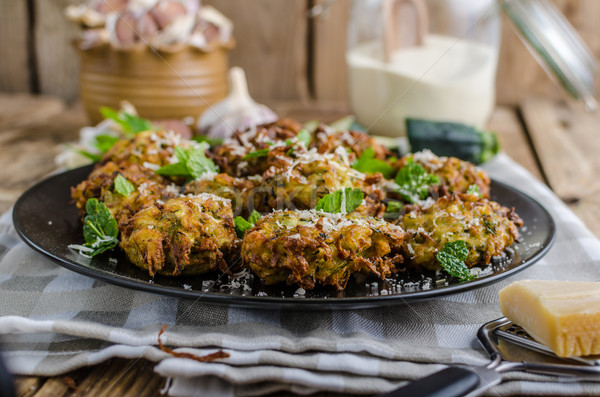 Courgette and Mint Fritters Stock photo © Peteer