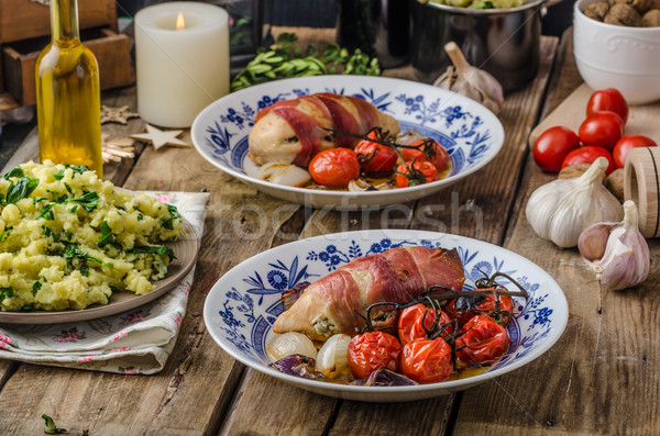 Prosciutto wrapped chicken Stock photo © Peteer