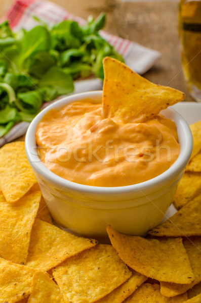 Foto stock: Tortilla · batatas · fritas · queijo · molho · churrasco · tcheco