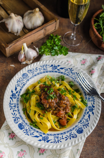 Italian pasta with beef stew Stock photo © Peteer