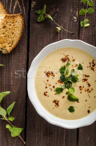 Creamy zucchini soup with chilli and oregano Stock photo © Peteer