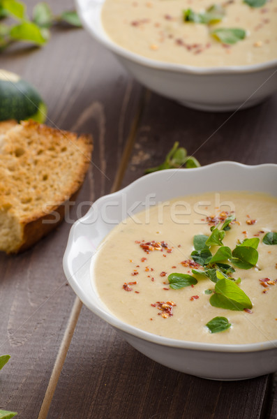 Creamy zucchini soup with chilli and oregano Stock photo © Peteer