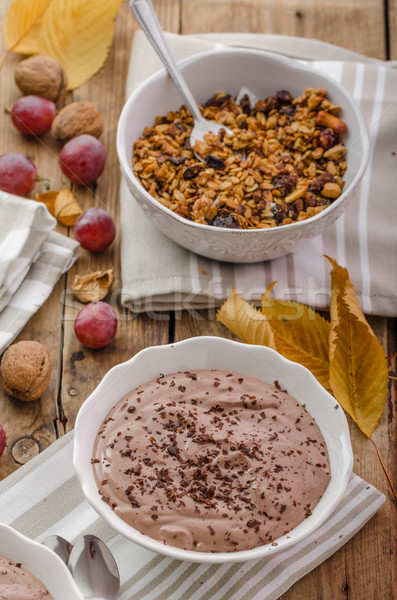 çikolata puding granola lezzetli başlatmak Stok fotoğraf © Peteer